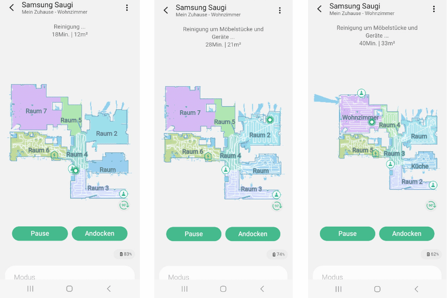 Die strukturierte Lasernavigation des Samsung Jet Bot AI+ ist zu sehen.